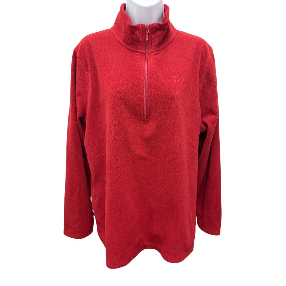 GAP Mens XXL Pullover Red 1/4 Zip Fleece Long Sleeve Jacket Sweater big warm
